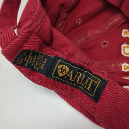Ariat Baseball Cap Red One Size Chenille Logo Since 1993 Slideback Buckle Hat