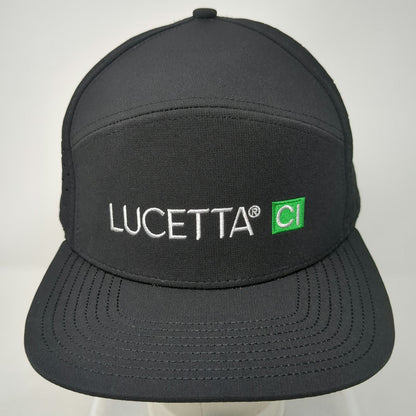 Lucetta CI Trucker Hat Black One Size Perforated Snapback Flat Brim Breathable
