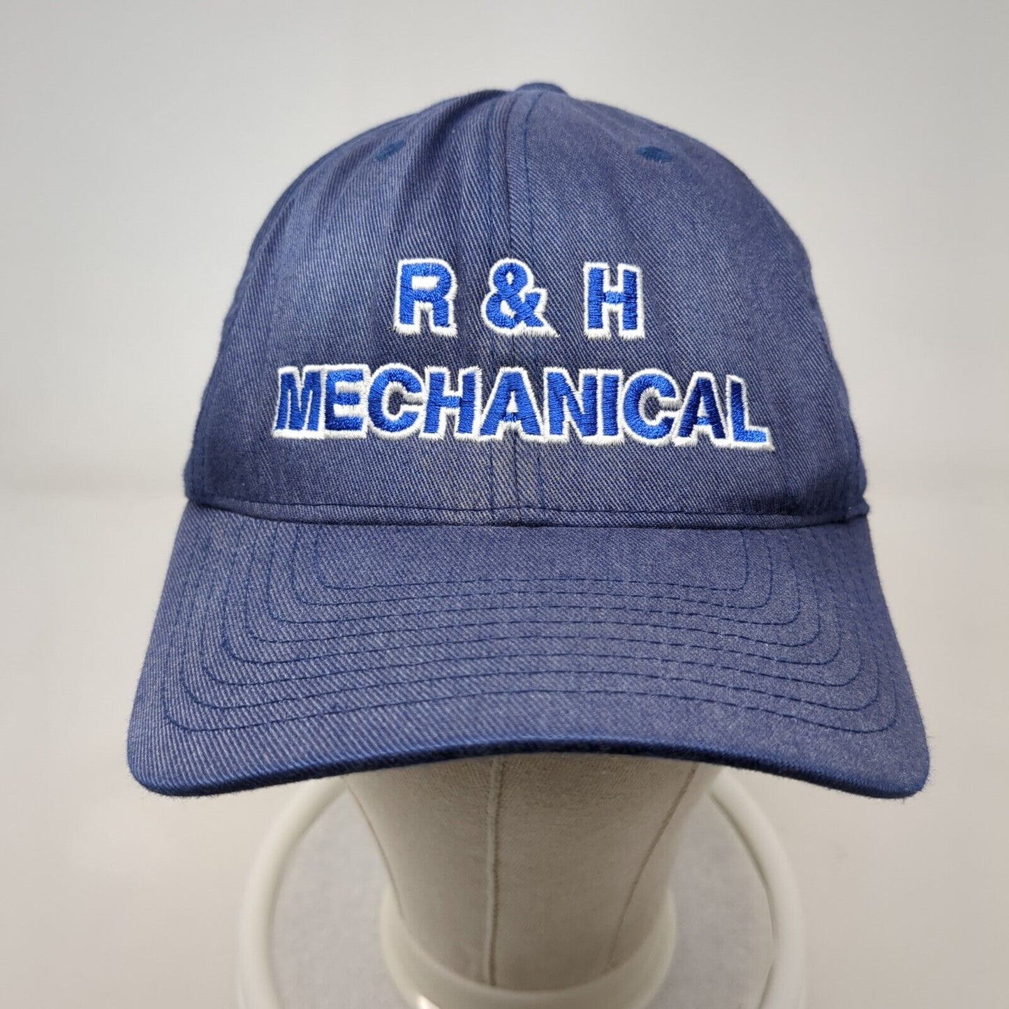 R&H Mechanical Fitted Hat Blue S/M Flexfit Embroidered 6 Panel Yupoong