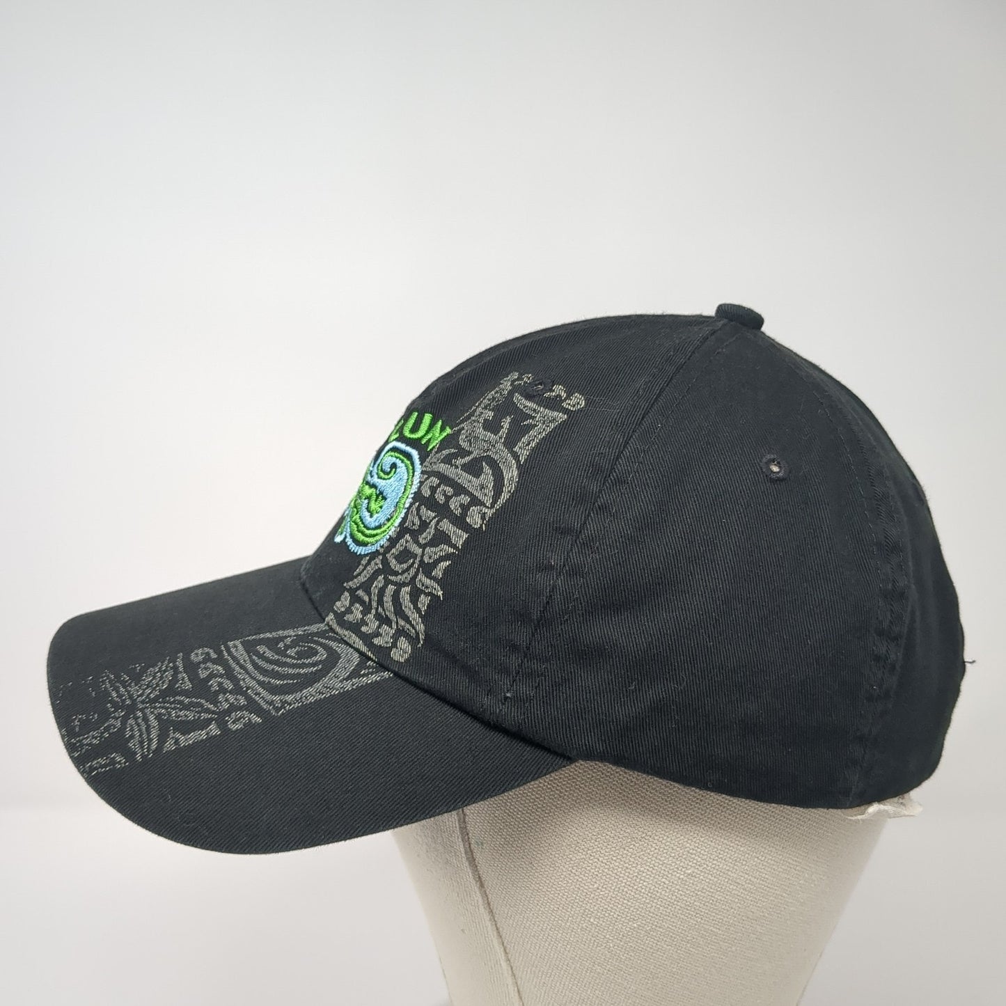 Cancun Mexico Lizard Slideback Hat Black One Size Adjustable Embroidered