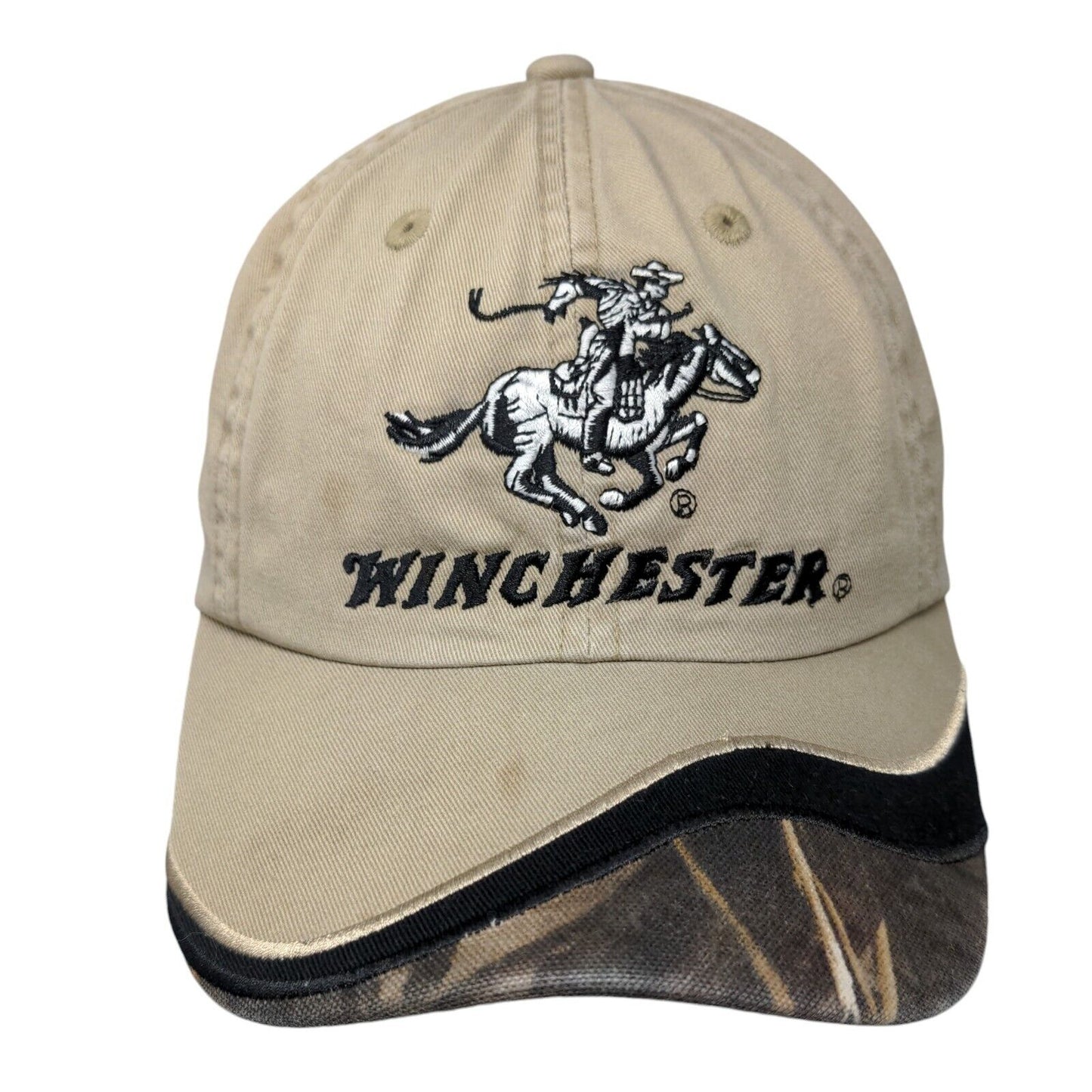 Winchester Slideback Hat Tan OSFM Camouflage Adjustable Embroidered Signatures