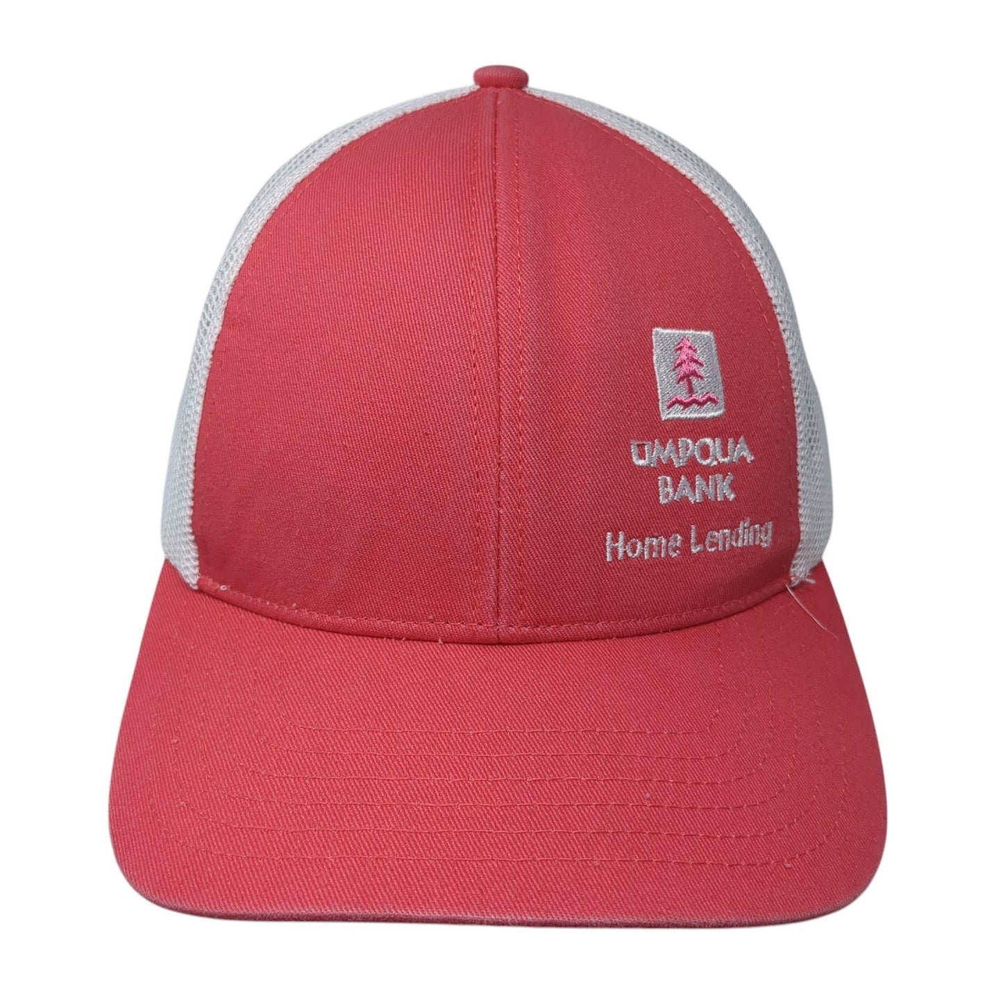 Umpqua Bank Home Lending Trucker Hat Red OS Adjustable Mesh Back Outdoor Cap