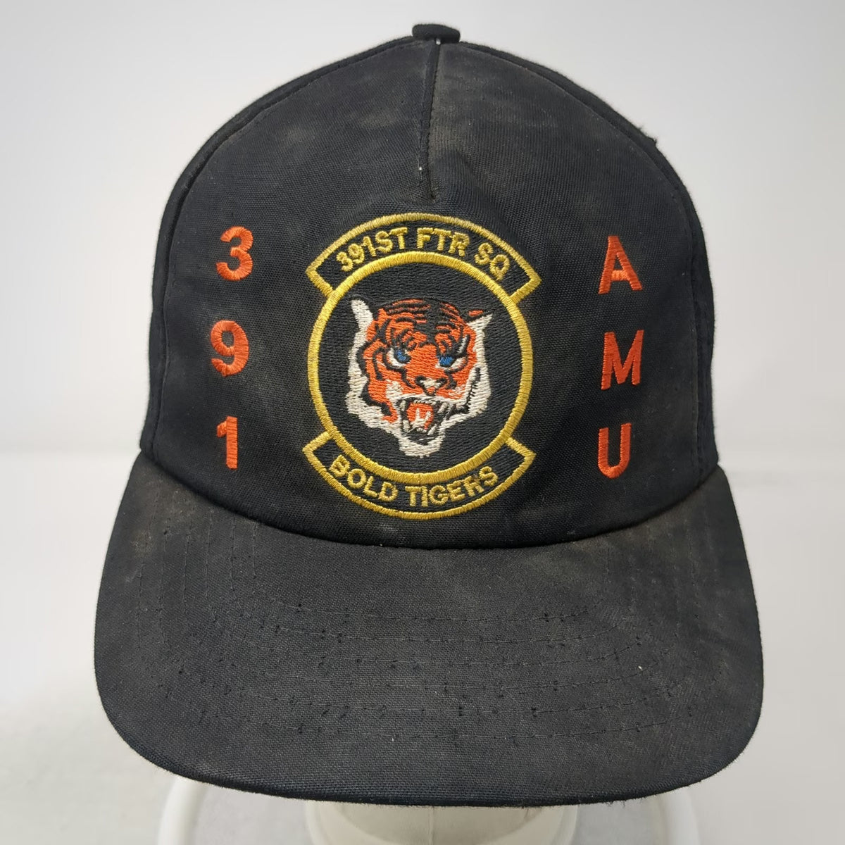 Trucker Black Hat 391st Fighter Squadron Bold Tigers AMU Slideback USA Vintage