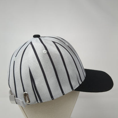 Unbranded Slideback Hat Gray One Size Adjustable Striped 6 Panel Blank