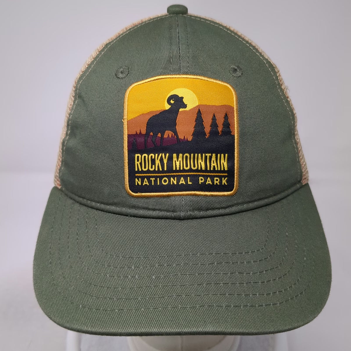 H3 Headwear Rocky Mountain National Park Green Trucker Hat One Size Snapback