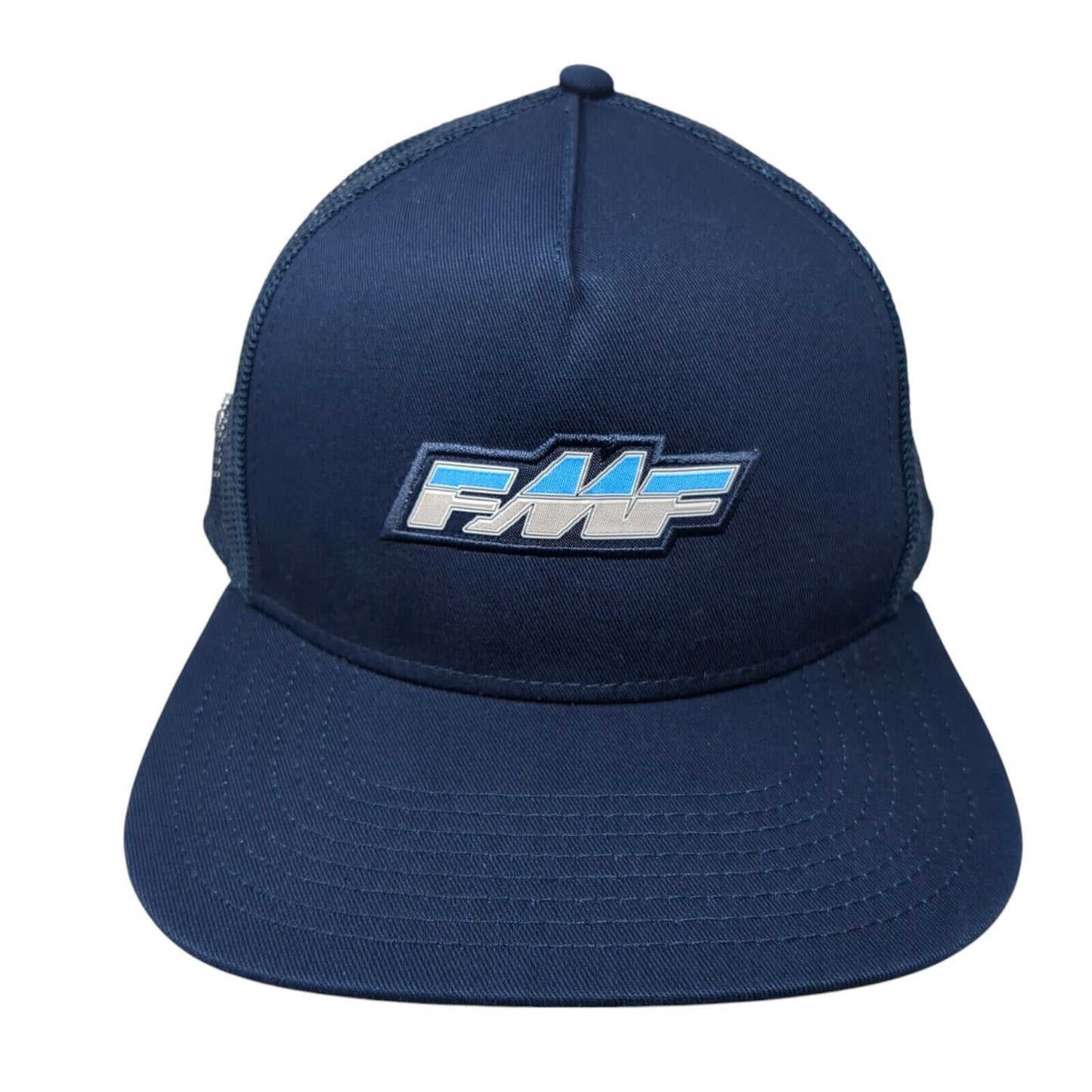 FMF Snapback Trucker Hat Blue One Size Adjustable Embroidered Mesh Back 6 Panel