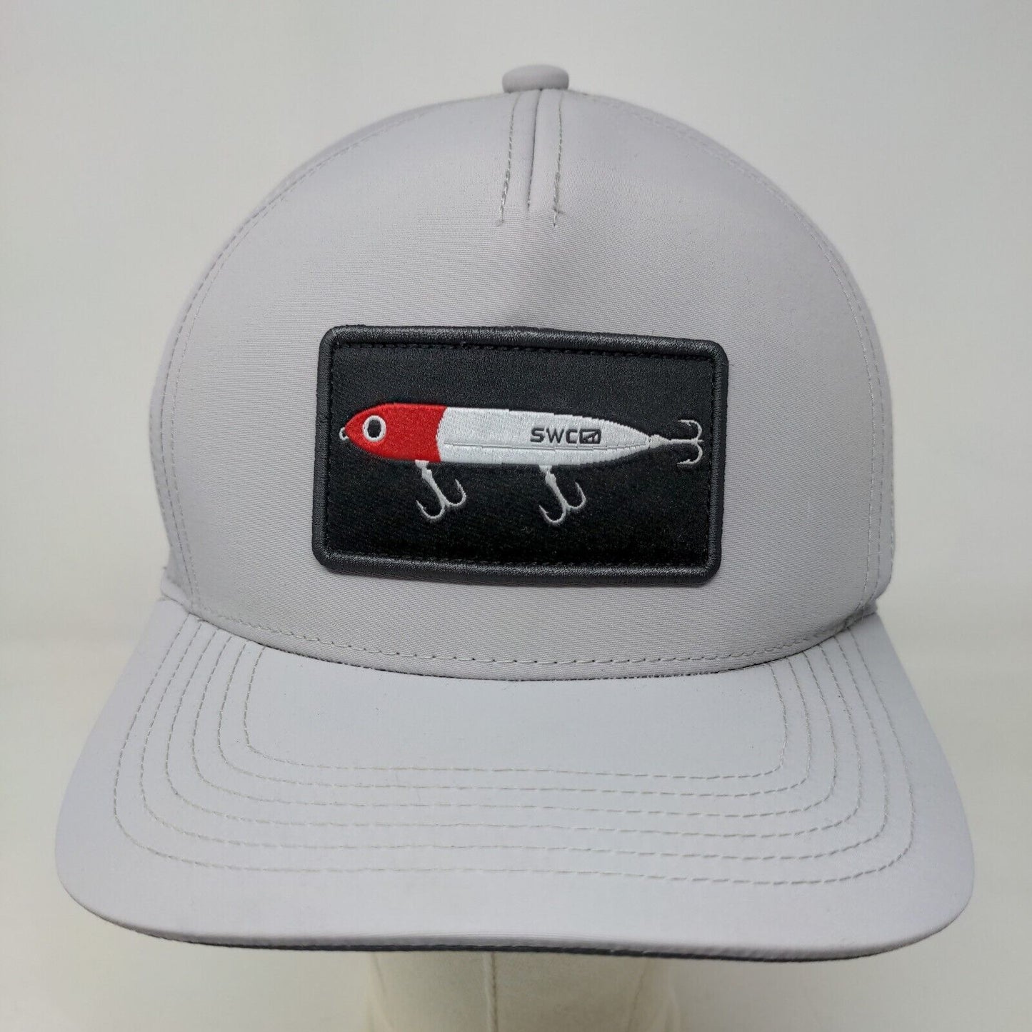 SWCO Men's Snapback Hat Gray Adjustable Embroidered Fishing Lure Logo Nylon