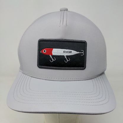 SWCO Men's Snapback Hat Gray Adjustable Embroidered Fishing Lure Logo Nylon