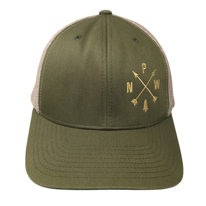 PNW Pacific Northwest Snapback Trucker Hat Green OS Mesh Back Pacific Headwear