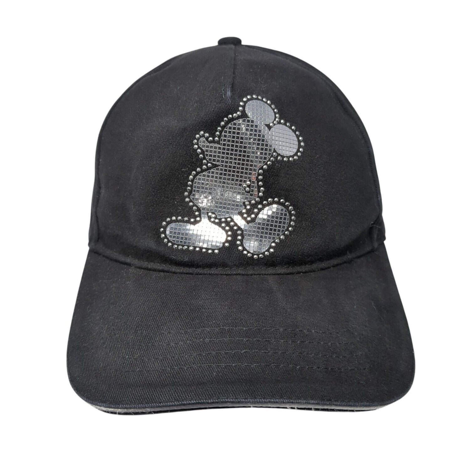 Mickey Mouse Bling Strapback Hat Black One Size Adjustable Rhinestone