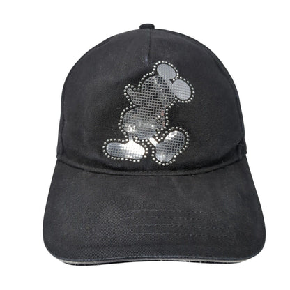 Mickey Mouse Bling Strapback Hat Black One Size Adjustable Rhinestone