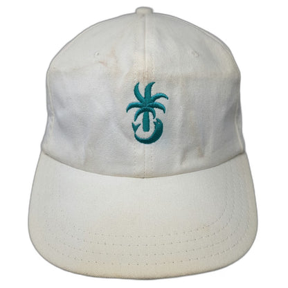 Town Talk Baseball Cap White One Size Palm Tree Dolphin Green Undervisor Hat