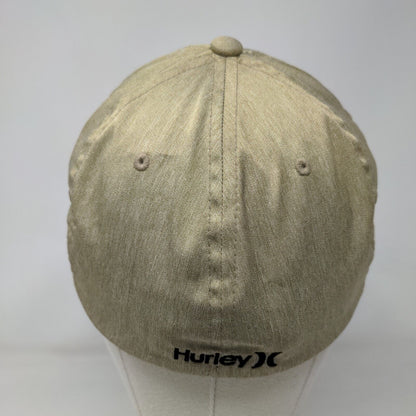 Hurley Fitted Hat Tan Size L/XL Flexfit Embroidered Vented Holes 6 Panel Yupoong