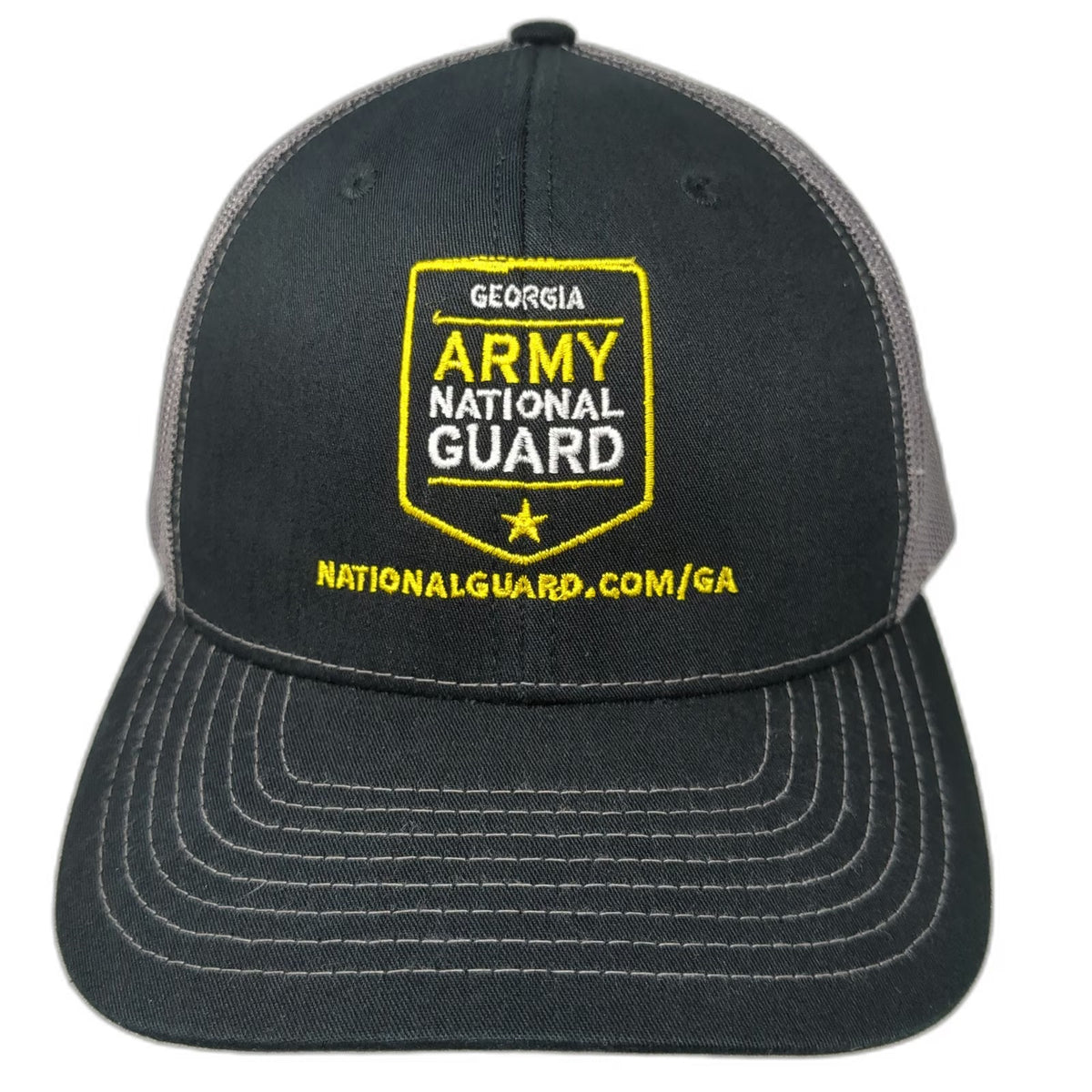 Richardson Trucker Hat Black One Size Georgia Army National Guard Mesh Snapback