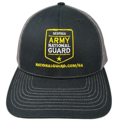 Richardson Trucker Hat Black One Size Georgia Army National Guard Mesh Snapback