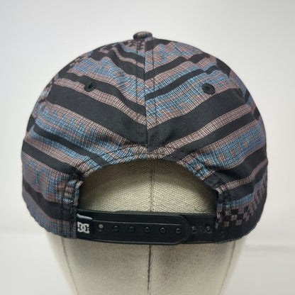 DC Shoe Co 5 Panel Black Hat One Size Geometric Pattern Snapback Flat Brim