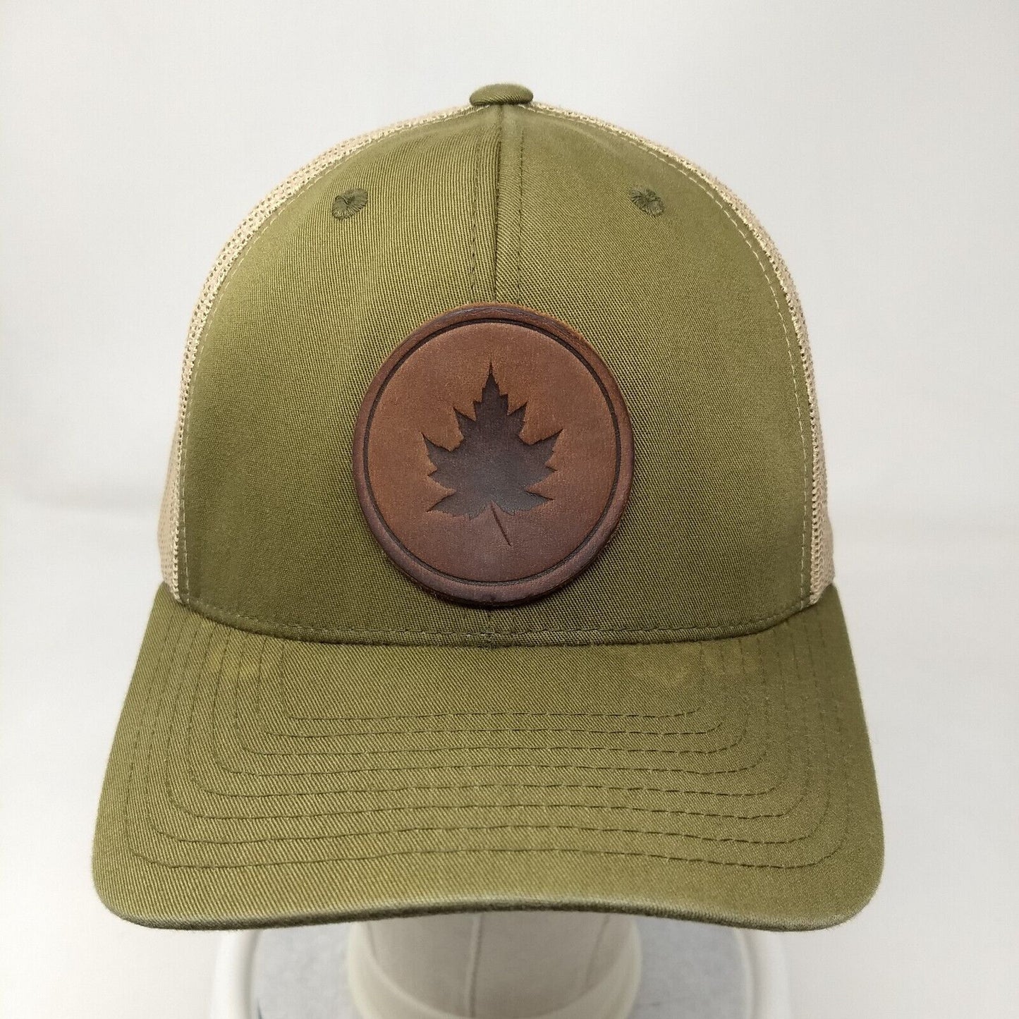 Maple Leaf Leather Patch Snapback Trucker Hat Multi OSFA Mesh Back