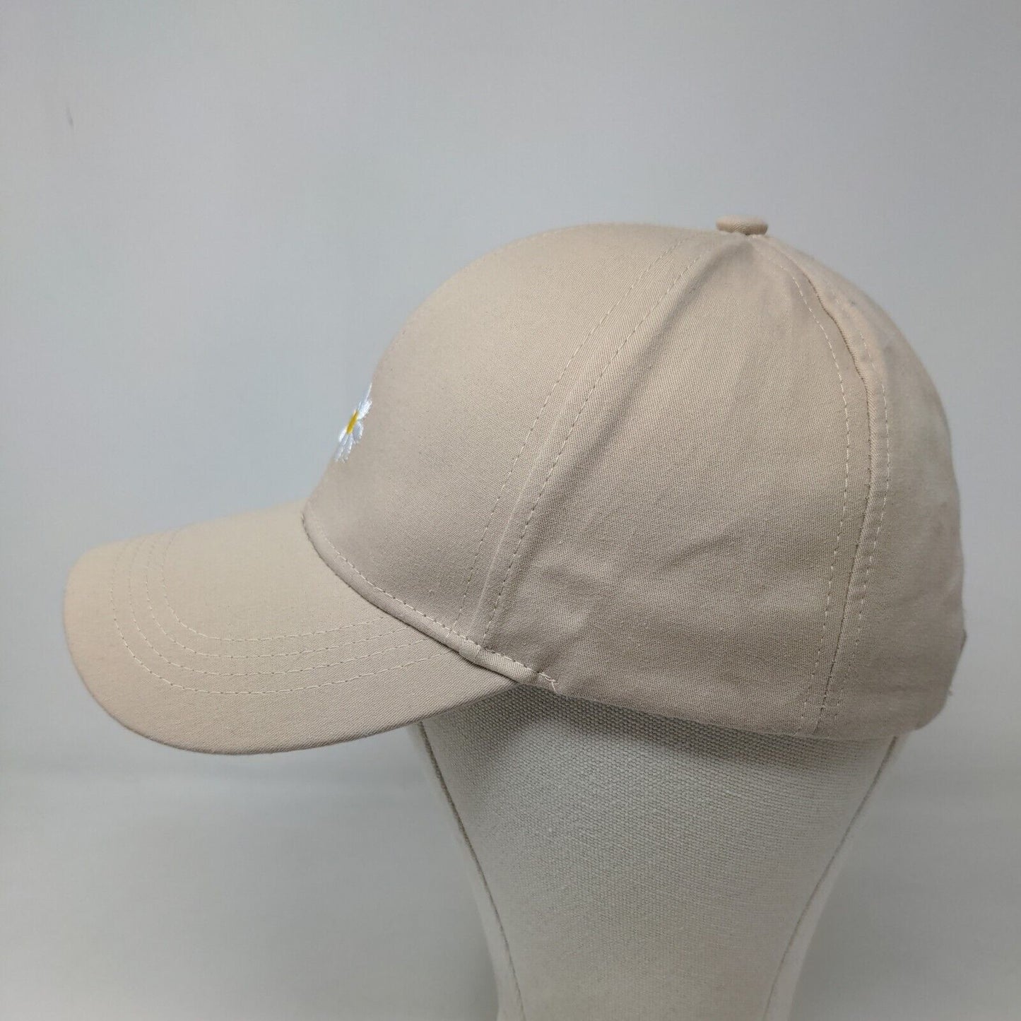 Unbranded Women's Slideback Hat Tan Adjustable Embroidered Flower Logo Cotton