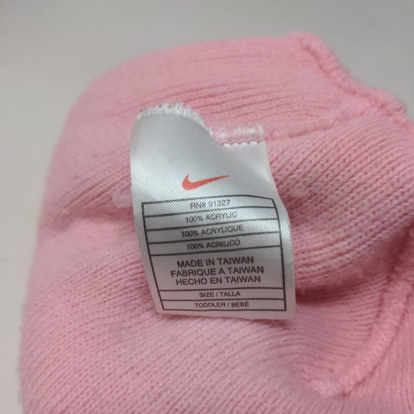 Nike Knit Beanie Hat Pink Toddler Embroidered Swoosh Solid