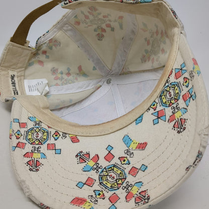 Billabong 5 Panel Beige Geometric Tribal One Size Hat Slideback All Over Pattern