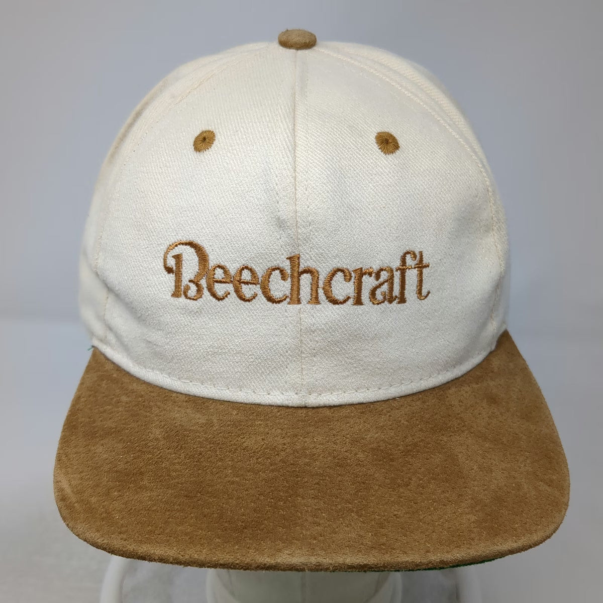 Swingster Baseball Cap Beige OSFM Beechcraft Suede Brim Leather Strapback Hat