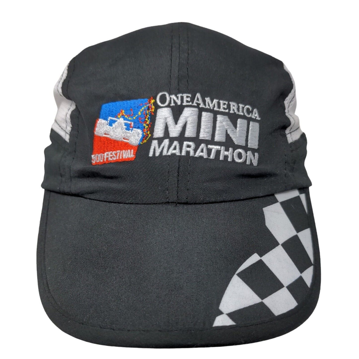 One America Indy 500 Mini Marathon Hat Logo Embroidered Logo Checkered Flag