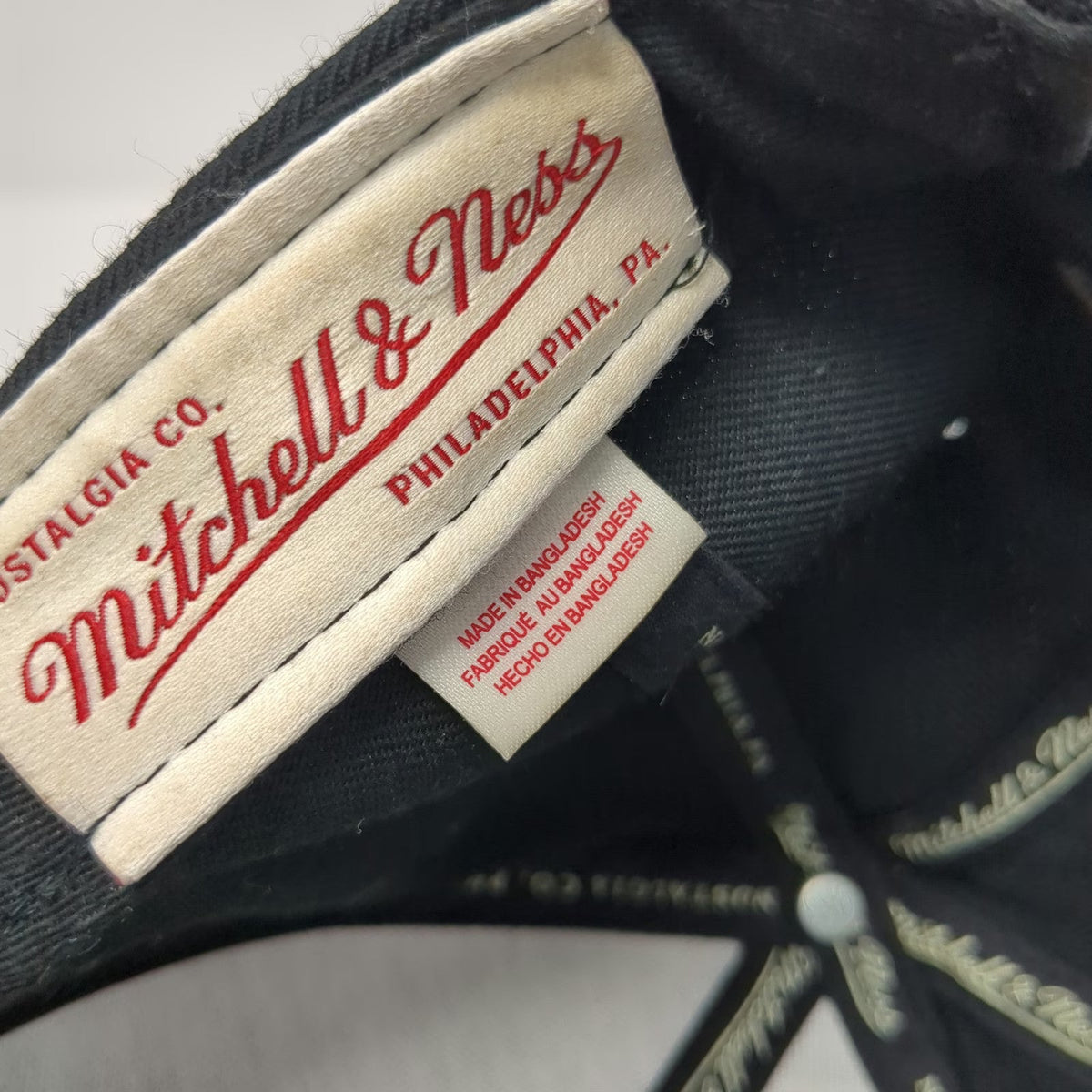 Mitchell & Ness Snapback Hat Black Gray White One Size Flat Brim Logo Stars
