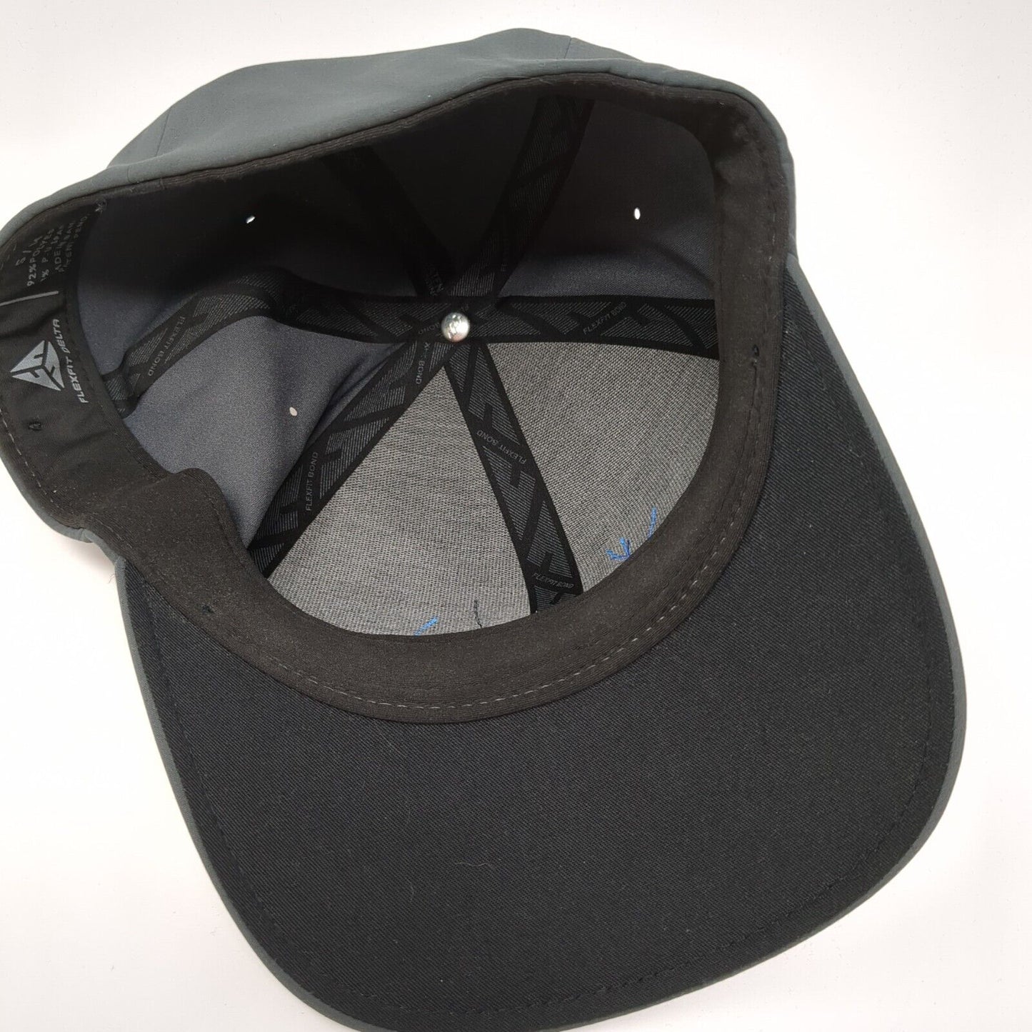 Media 7 Fitted Hat Gray S/M Flexfit Bond Vented Holes 6 Panel Flexfit Delta