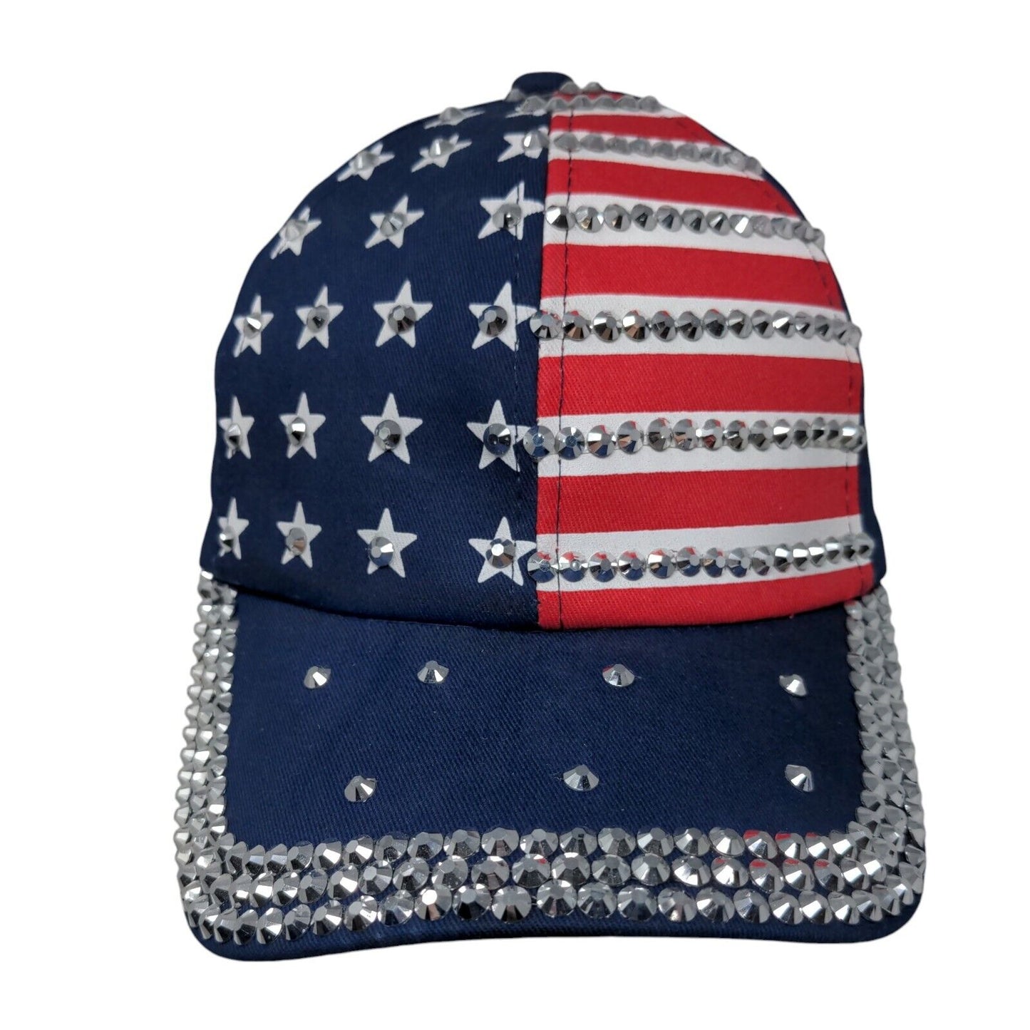 USA Patriotic Bling Slideback Hat Multicolor One Size Adjustable Stars & Stripes