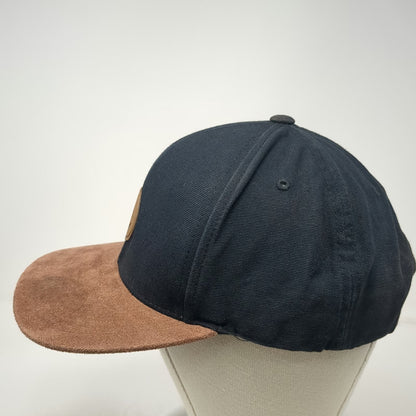 Volcom Snapback Hat Black Brown One Size Logo Patch Flat Brim Cotton Blend