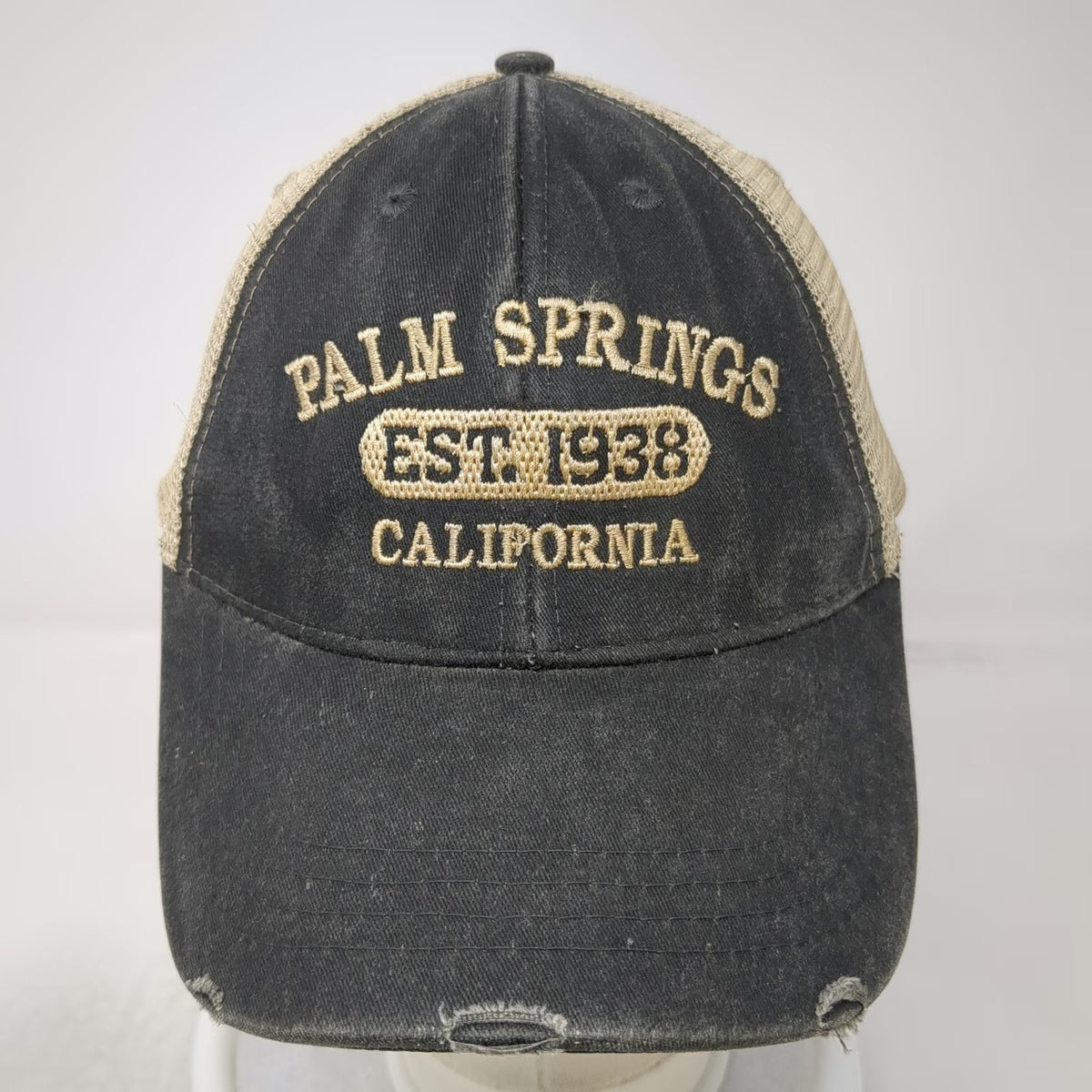 ESY Trucker Hat Gray One Size Mesh Back Snapback Palm Springs California 1938