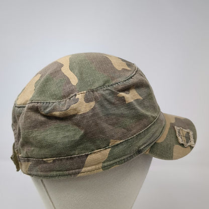 D&Y Army Cap Green Camo One Size Distressed Ripstop Side Pocket Strapback Hat