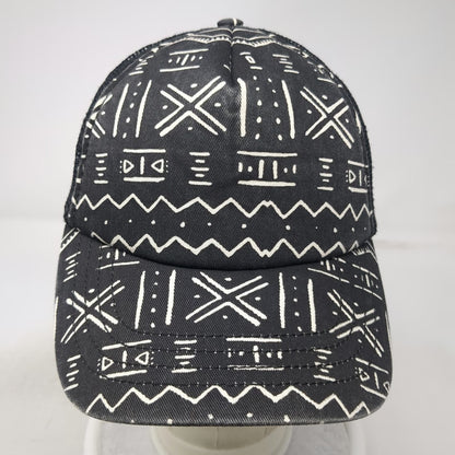 Billabong Trucker Hat Black One Size Snapback Mesh Tribal Geometric Pattern