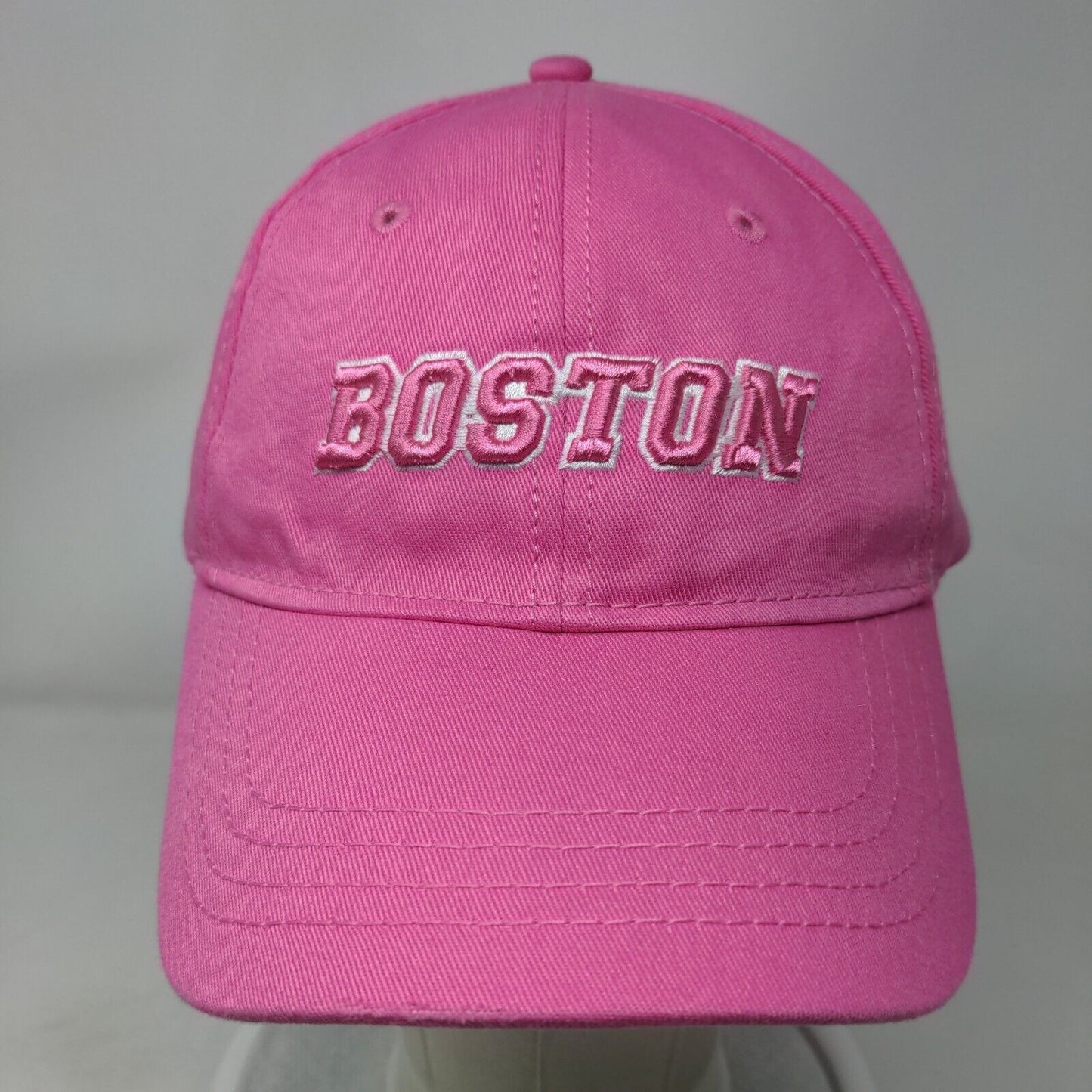 Boston Strapback Hat Pink One Size Adjustable Embroidered 6 Panel Sherry