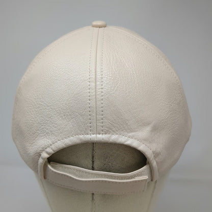 Wyeth Baseball Cap Beige One Size Faux Leather Textured Solid Strapback Hat