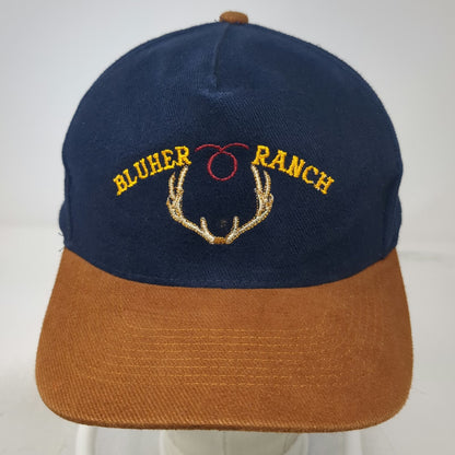 Otto 5 Panel Blue Hat One Size Cotton Twill Ranch Antlers Slideback Buckle Logo