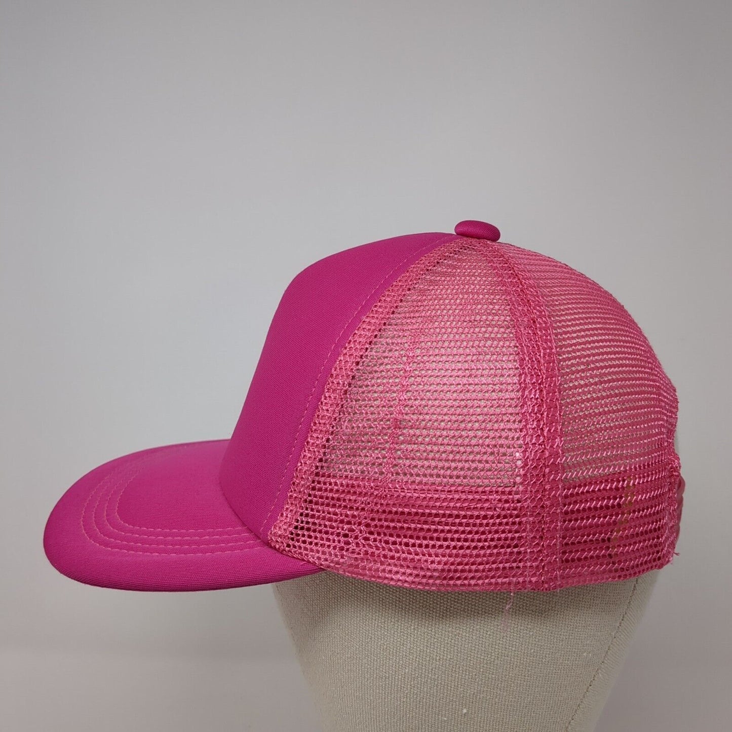Unbranded Snapback Trucker Hat Pink One Size Adjustable Mesh Back Blank