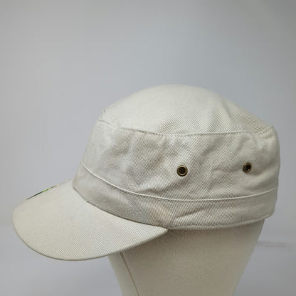 Derek of New Zealand Army Cap Beige One Size Floral Embroidery Strapback Hat