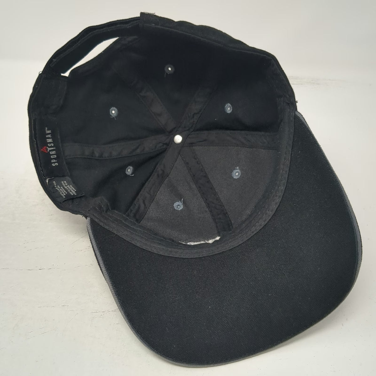 Sportsman Penske Logo Baseball Cap Black One Size Strapback Gray Accents Hat