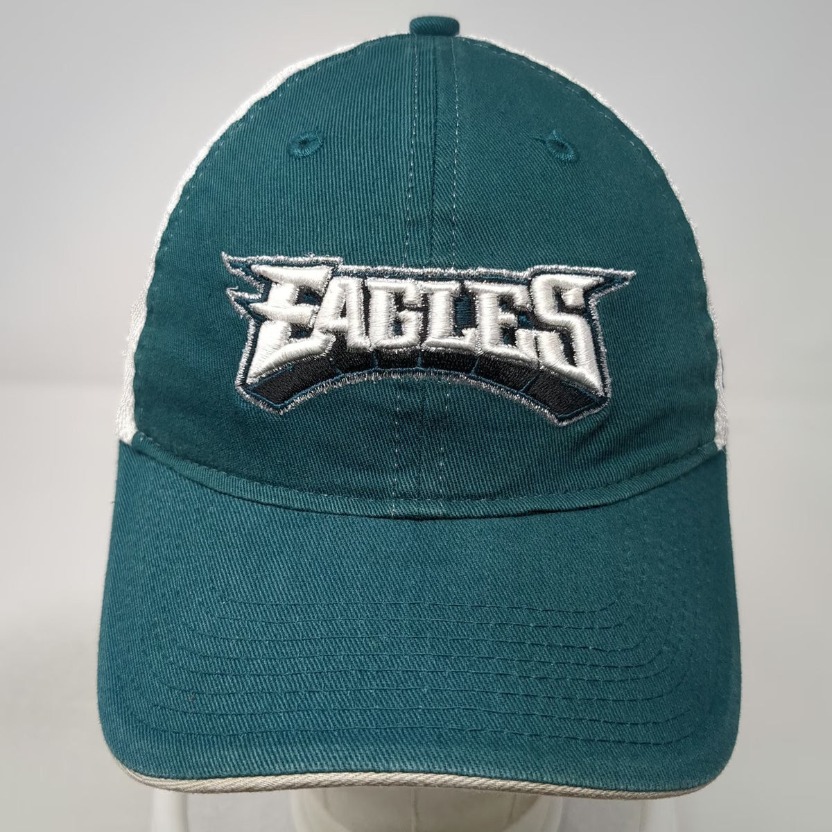 Philadelphia Eagles NFL Reebok Green White One Size Strapback Mesh Back Hat Brim