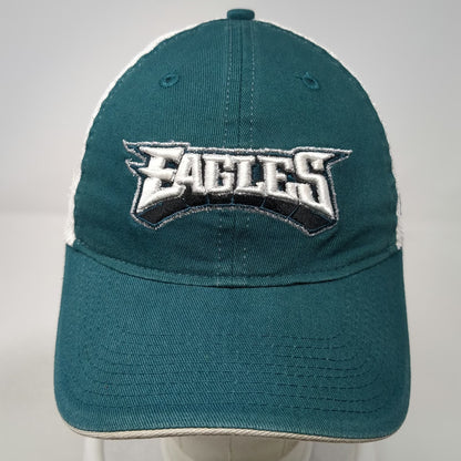 Philadelphia Eagles NFL Reebok Green White One Size Strapback Mesh Back Hat Brim