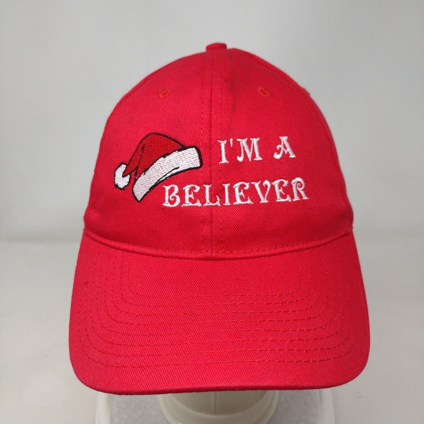 I'm A Believer Christmas Santa Strapback Hat Red One Size Adjustable Bayside