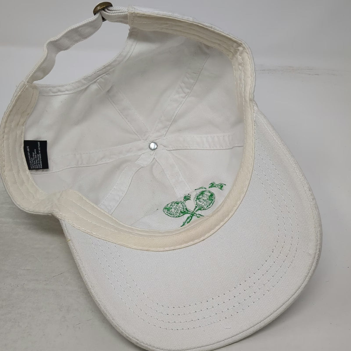 Malibu Tennis Club Hat Baseball Cap White One Size Slideback Racket Logo Sport