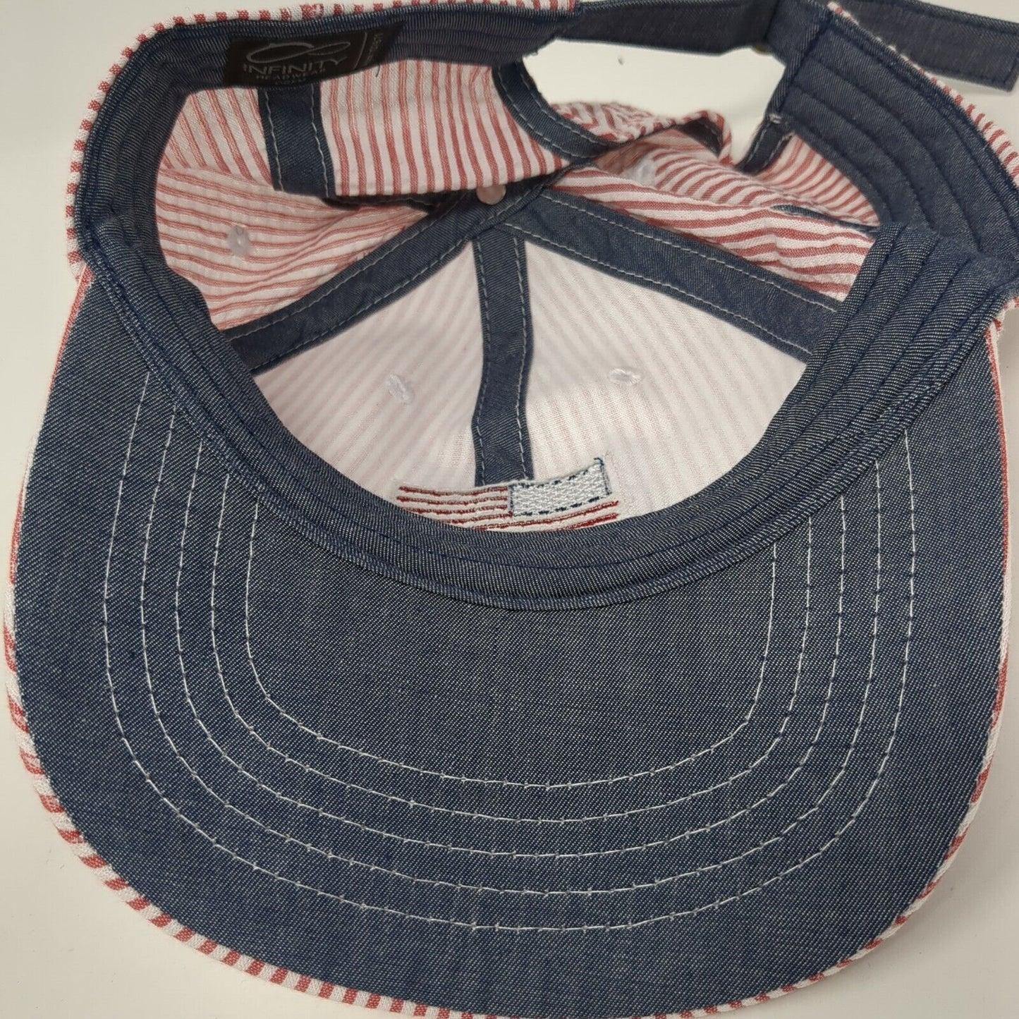 American Flag Slideback Hat Multi One Size Seersucker Striped Infinity