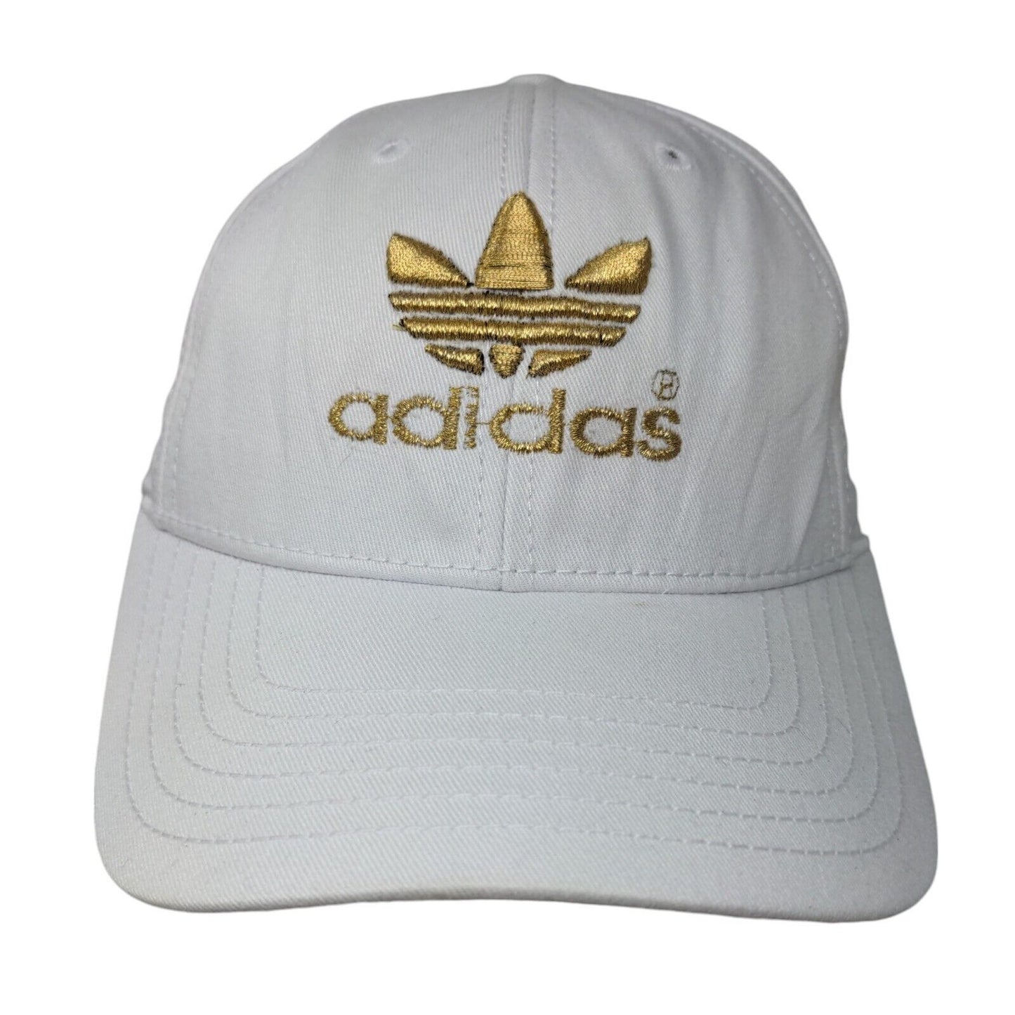 Adidas Gold Trefoil Slideback Hat White OSFM Embroidered Newhattan