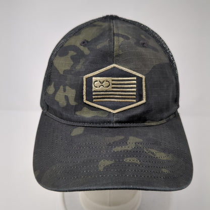 Richardson Snapback Mesh Back Trucker Hat Camo One Size Flag Patch