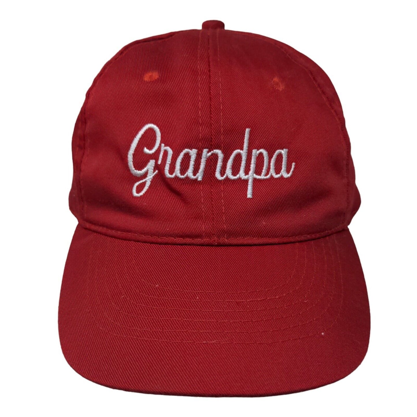 Grandpa Strapback Hat OSFM Red Embroidered Logo Adjustable Strap Otto