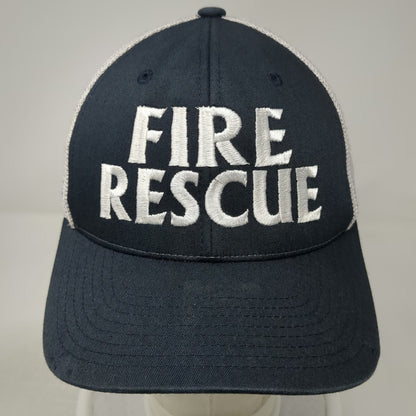 Richardson Baseball Cap Blue M Fire Rescue Mesh Fitted Hat Embroidered Flexfit