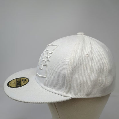 New Era MLB Baseball Cap White 7 1/8 Fitted 59FIFTY DC Logo Tonal Flat Brim
