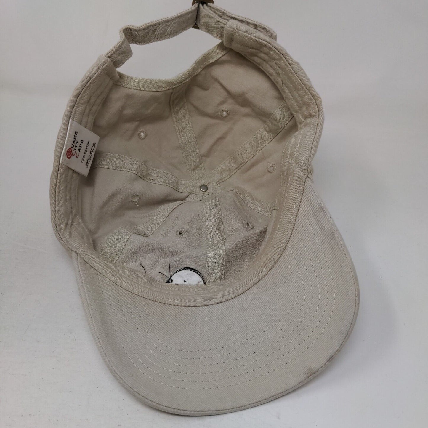 Trinity Slideback Hat Tan OSFM Adjustable Embroidered Cotton Quake City Caps